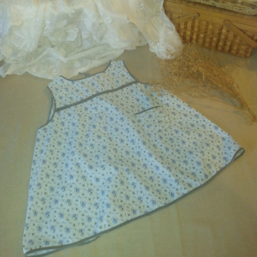 Floral Kids Dress - Blue and White